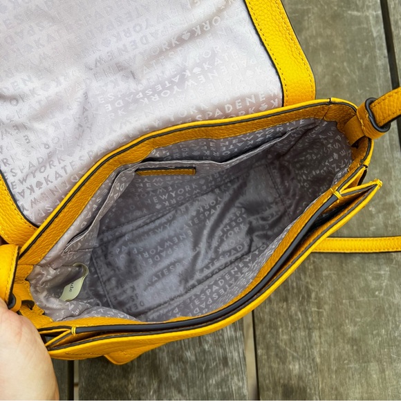 Kate Spade Nilla Hughes Street Pebbled Leather Crossbody Bag in Mustard Yellow - Picture 8 of 13
